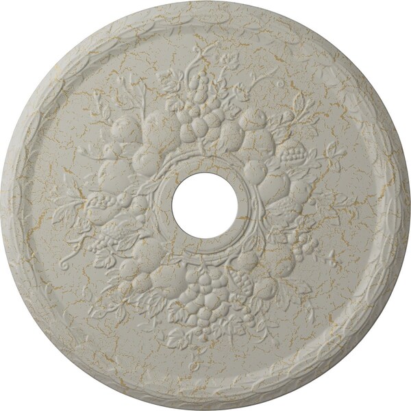 Ekena Millwork Grape Ceiling Medallion (Canopies up to 3 5/8"), 22 5/8"OD x 3 5/8"ID x 5/8"P, Pot of Cream Crackle CM22GRPCC - main